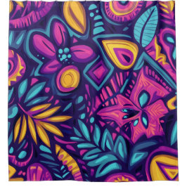 Floral Boho Abstrakt farbig 8 Duschvorhang
