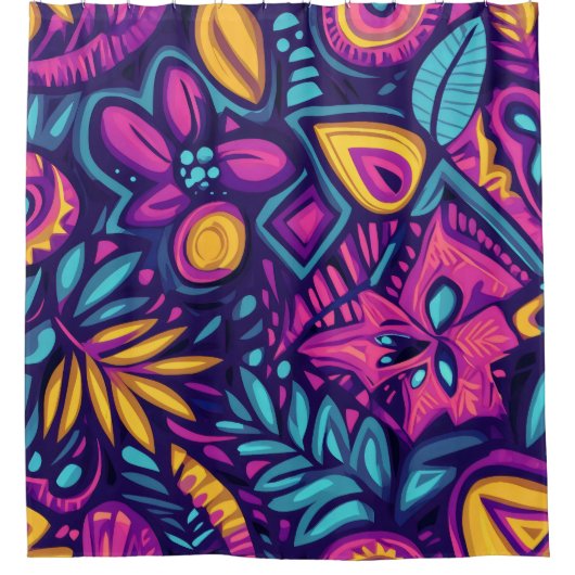 Floral Boho Abstrakt farbig 8 Duschvorhang (Vorderseite)