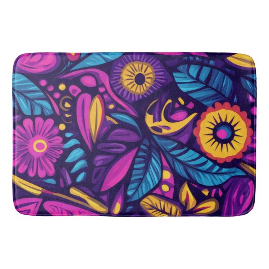 Floral Boho Abstrakt farbig 9 Badematte (Vorderseite)