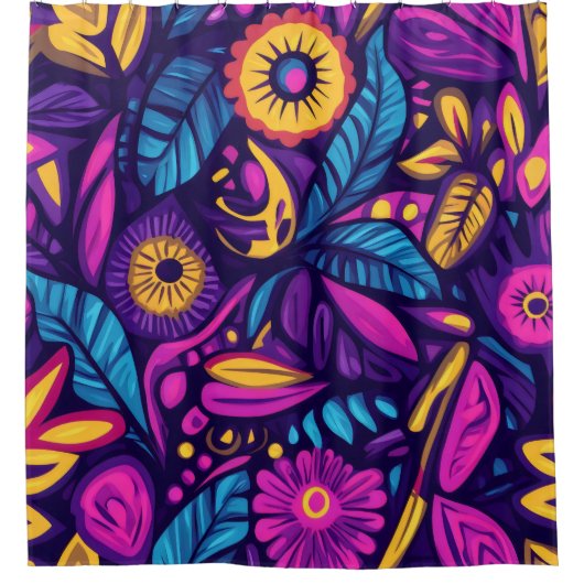 Floral Boho Abstrakt farbig 9 Duschvorhang (Vorderseite)