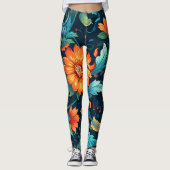 Floral Boho Art Pattern Leggings (Vorderseite)
