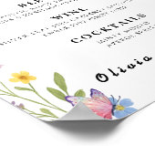 Floral Boho Bar Menu Wedding Signature Drink Poster (Ecke)