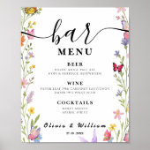 Floral Boho Bar Menu Wedding Signature Drink Poster (Vorne)