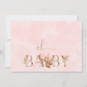 Floral Boho Bären Balloons Word Baby Dusche Einladung (Rückseite)
