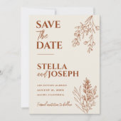 Floral Boho Beige Terracotta Erthy Modern Wedding Save The Date (Vorderseite)