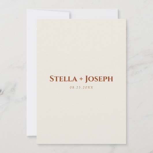 Floral Boho Beige Terracotta Herbal Moderne Hochze Save The Date (Rückseite)