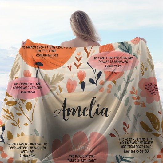 Floral Boho Bibel Verses Affirmation with name Fleecedecke