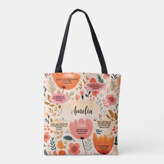 Floral Boho Bibel Verses Affirmation with name Tasche (Rückseite)