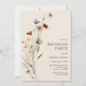 Floral Boho Birthday Einladung (Vorderseite)