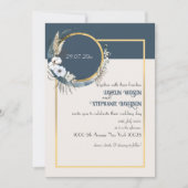 Floral Boho Blue Wedding Einladung (Vorderseite)