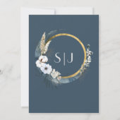 Floral Boho Blue Wedding Einladung (Rückseite)