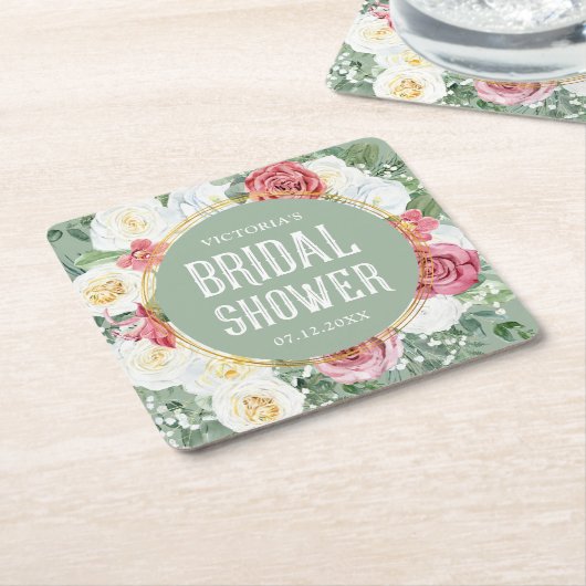 Floral Boho Brautparty Decorative Rechteckiger Pappuntersetzer (angewinkelt)