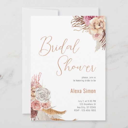 Floral Boho Brautparty Einladung (Vorderseite)