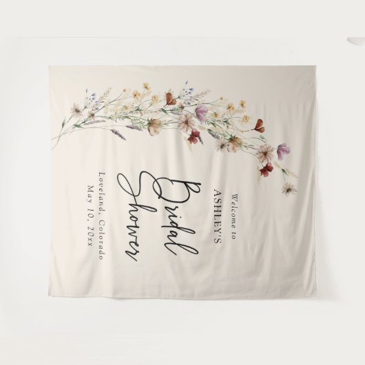 Floral Boho Brautparty Wandteppich (Vorderseite (Horizontal))