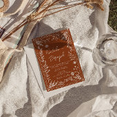 Floral Boho Burnt Orange Terracotta Herbal Wedding Einladung