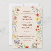 Floral Boho Burnt Orange Terracotta Wedding Einladung (Vorderseite)