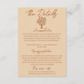 Floral Boho Chic Cream Terracotta Wedding Details Begleitkarte (Vorderseite)