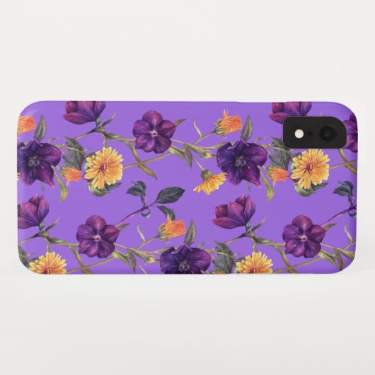 Floral Boho Chic Lila Case-Mate iPhone Hülle (Rückseite (Horizontal))