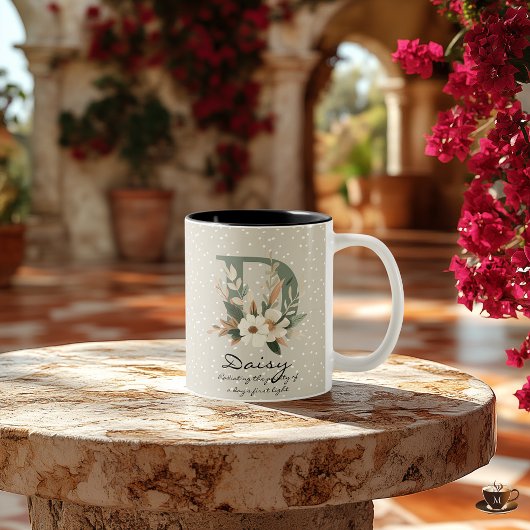 Floral Boho Chic Monogramm Personalisiert für Dais Zweifarbige Tasse