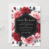 Floral Boho Crimson Red Wedding Save The Date (Vorderseite)
