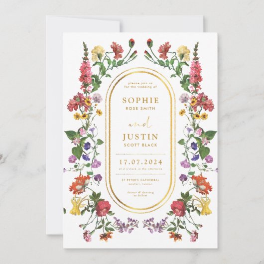Floral Boho Doppelseitige Hochzeitseinladung Einladung (Vorderseite)