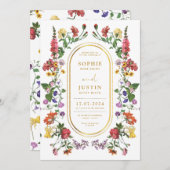 Floral Boho Doppelseitige Hochzeitseinladung Einladung (Vorne/Hinten)