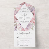 Floral Boho Dusty Pink Lila Wedding RSVP All In One Einladung (Innen Boden)