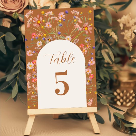 Floral Boho Elegante Hochzeit im Herbst Tischnummer