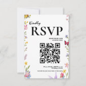 Floral Boho Elegante Wildblume QR Code Hochzeit RSVP Karte (Vorderseite)