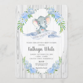 Floral Boho Elephant Baby Shower Einladung Junge