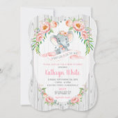 Floral Boho Elephant Baby Shower Invasion Girl Einladung (Vorderseite)