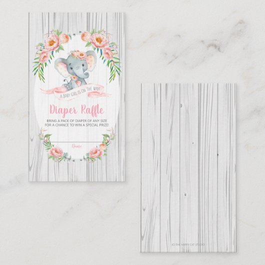 Floral Boho Elephant Winddusche Windelwanne Windel Begleitkarte (Vorne/Hinten)