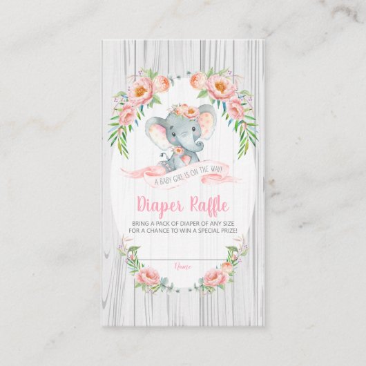 Floral Boho Elephant Winddusche Windelwanne Windel Begleitkarte (Vorderseite)