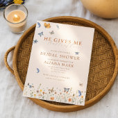 Floral Boho Er gibt mir Schmetterlinge Brautparty Einladung