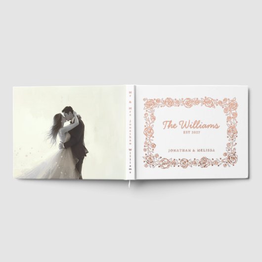Floral Boho Foil Gästebuch Foto Guestbooks White (Voll)