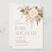 Floral-Boho Gender-Neutral-Baby-Dusche Einladung (Vorderseite)
