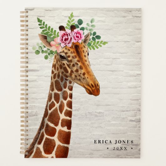 Floral Boho Giraffe Planner Planer (Vorderseite)