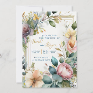 Floral Boho Greenery Geometric Wedding Einladung