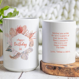 Floral Boho Happy Birthday Celebration Begrüßung Tasse