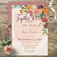 Floral Boho Heart Peach Wedding Einladung