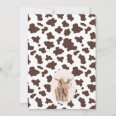 Floral Boho Heilige Kuh Hochland Kuh Babydusche Einladung (Rückseite)