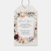 Floral BOHO Herbstfallen Verdrehte Hochzeit Geschenkanhänger (Rückseite)