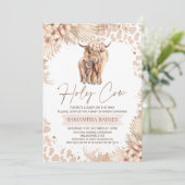 Floral Boho Highland Kuh Calf Baby Dusche Invitati Einladung (Stehend Vorderseite)