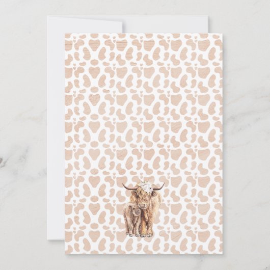 Floral Boho Highland Kuh Calf Baby Dusche Invitati Einladung (Rückseite)