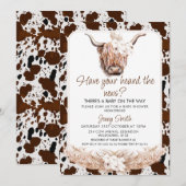 Floral Boho Highland Kuh Kuh Print Baby Dusche Einladung (Vorne/Hinten)