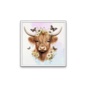 Floral Boho Highland Kuh mit pastelfarbenem Hinter Poster