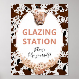 Floral Boho Highland Kuw Geburtstagspartei Unterze Poster