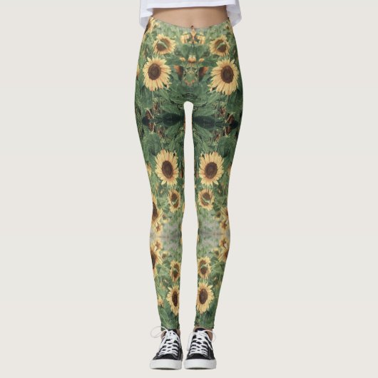 Floral Boho Hippie Sonnenblume Leggings (Vorderseite)