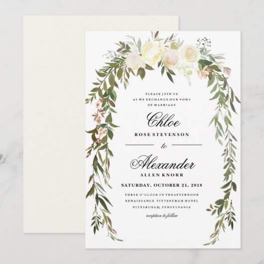 Floral Boho Hochzeit Einladung (Vorne/Hinten)