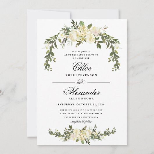Floral Boho Hochzeitseinladung Einladung (Vorderseite)